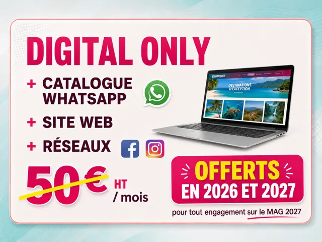 Offre Digital Only ÉKONOMIZ à 50 € HT par mois incluant catalogue WhatsApp, site web et réseaux sociaux